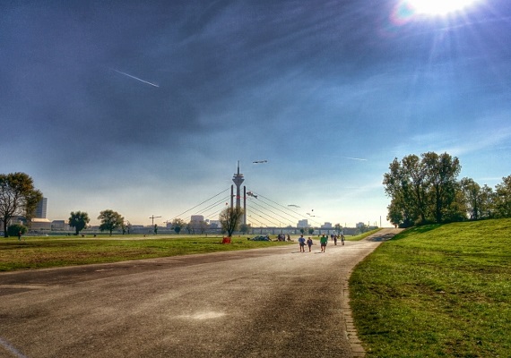 Dusseldorf, pathway at Rhein banks.